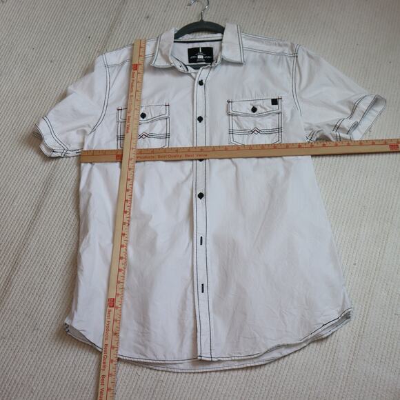 i Jeans by Buffalo Men's White Button Down Shirt Size L Contrast Stitch Western - Picture 3 of 7